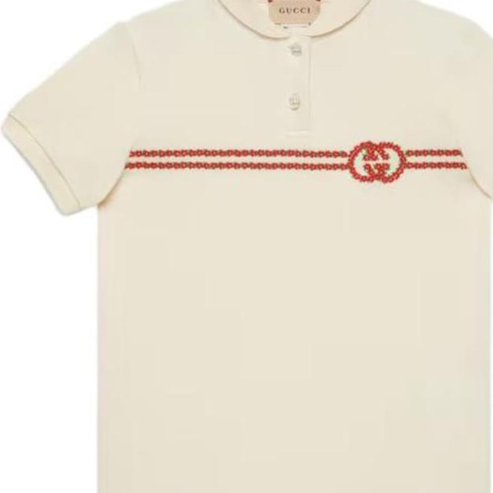 Футболка Gucci Logo Polo Kids Off-White - изображение 7