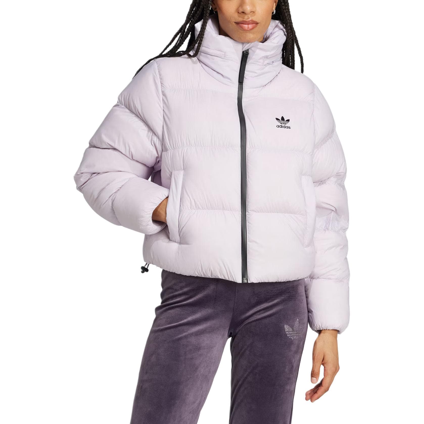 Зимняя куртка Adidas Originals RegenDown Puffer CROP Пуховик Унисекс Светлый Фиолетовый - изображение 2