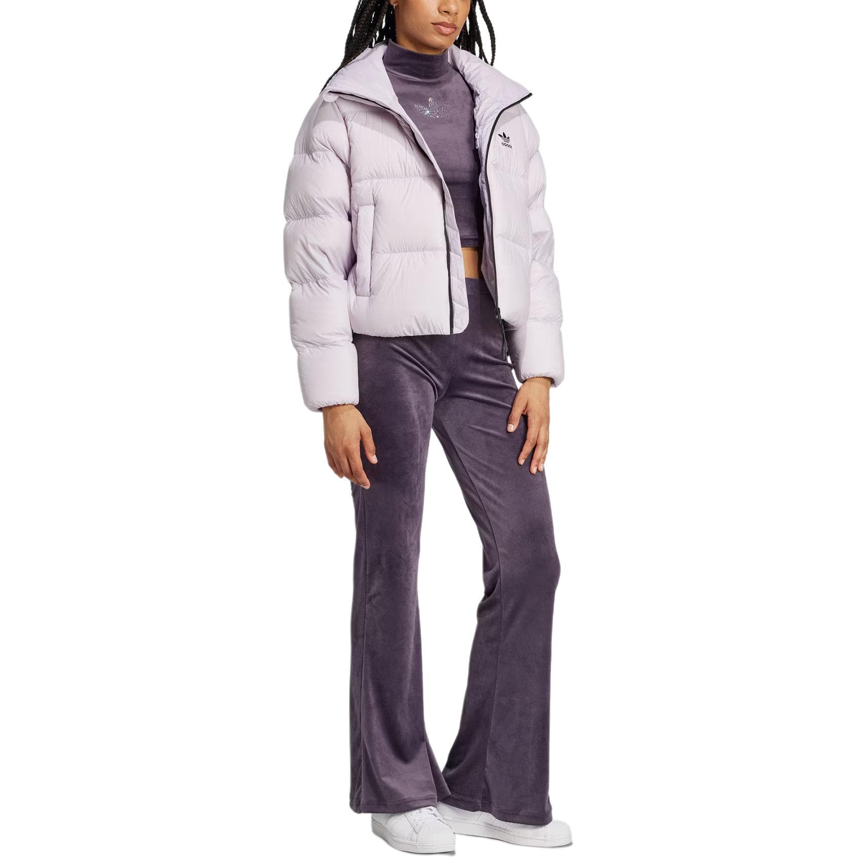 Зимняя куртка Adidas Originals RegenDown Puffer CROP Пуховик Унисекс Светлый Фиолетовый - изображение 4