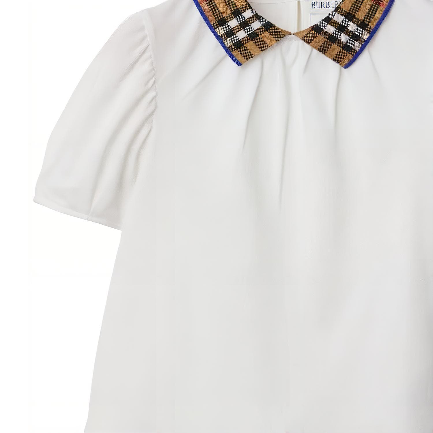 Футболка Burberry FW23 Colorblock Check Polo Shirt White - изображение 5