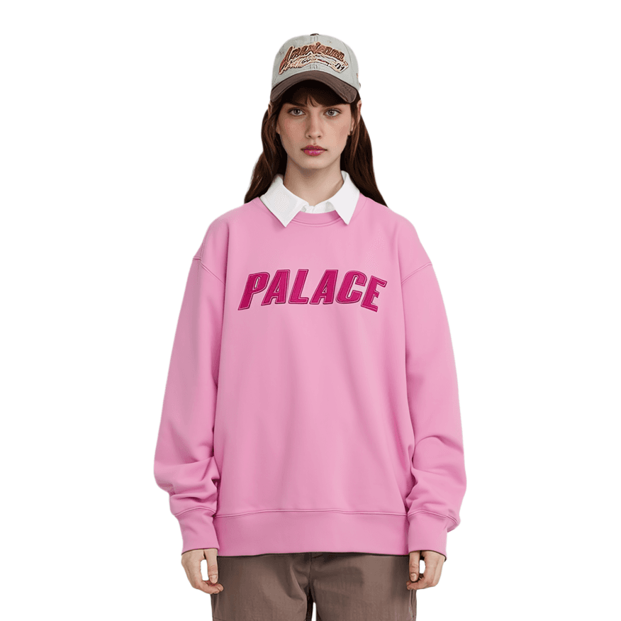 Худи PALACE SS23 IRIDESCENT APPLIQUE CREW ULTRA MAUVE Logo - изображение 2