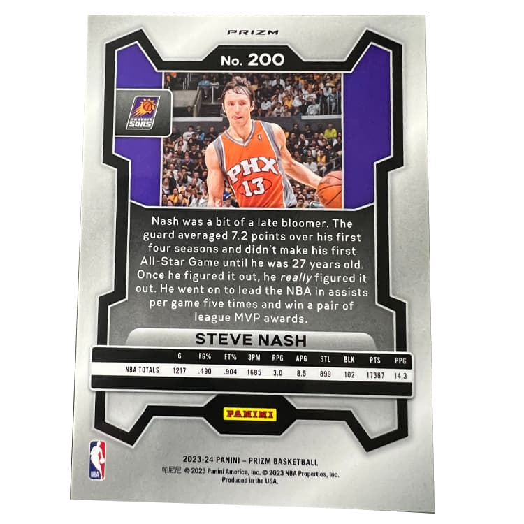 Коллекционные карточки PANINI x 2023-24 Баскетбол NBA Финикс Санз Стивен Нэш Prizm Красный Ледяной Осколок Звездная Карта Редкая Спортивная Карта - изображение 2