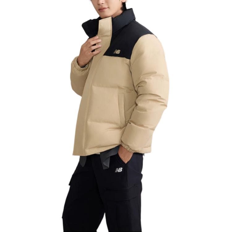 Зимняя куртка New Balance Warm Down Куртка Мужская Абрикосовая Черная - изображение 4