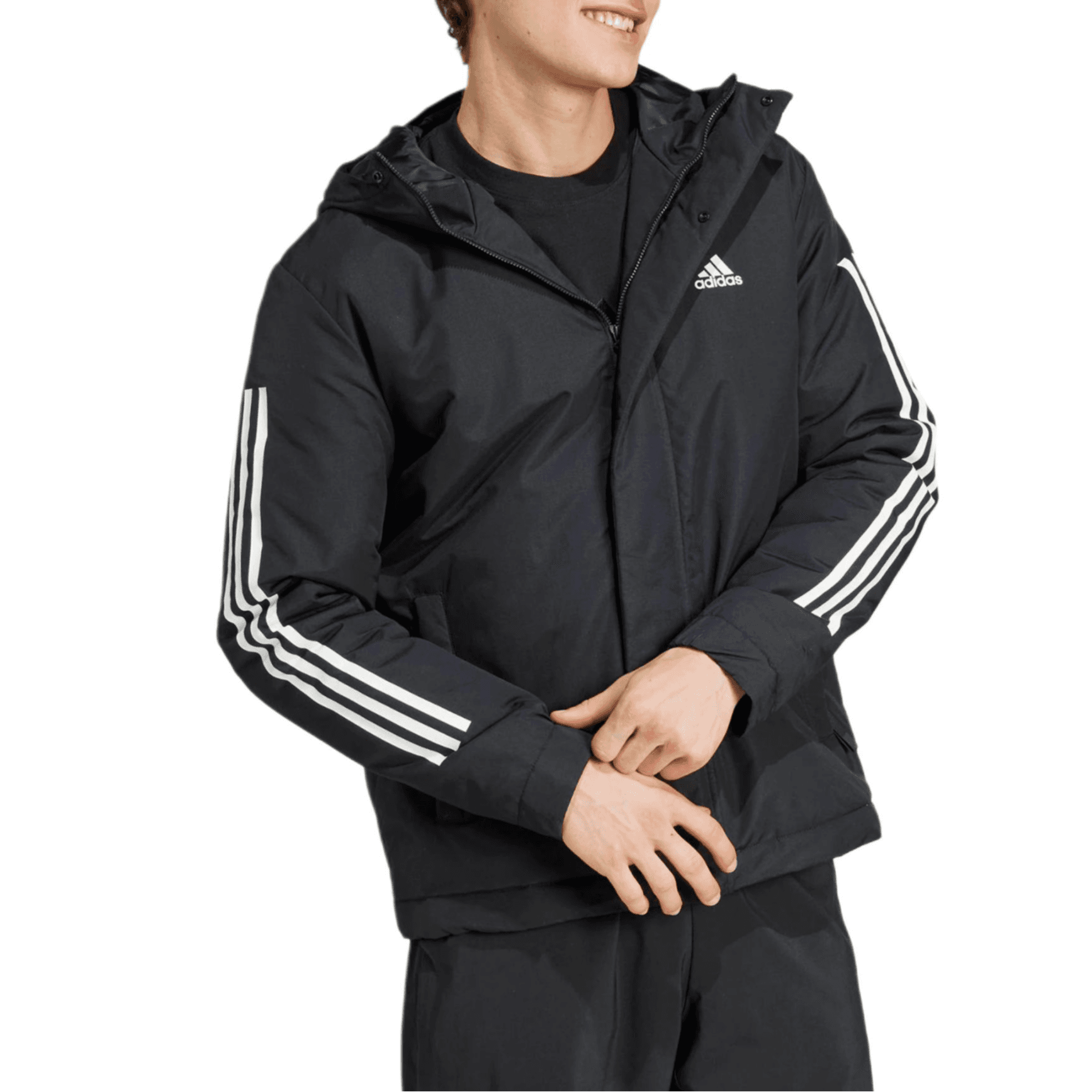Зимняя куртка пуховик Adidas 3 Stripes Пуховая куртка Мужская Черная - изображение 3