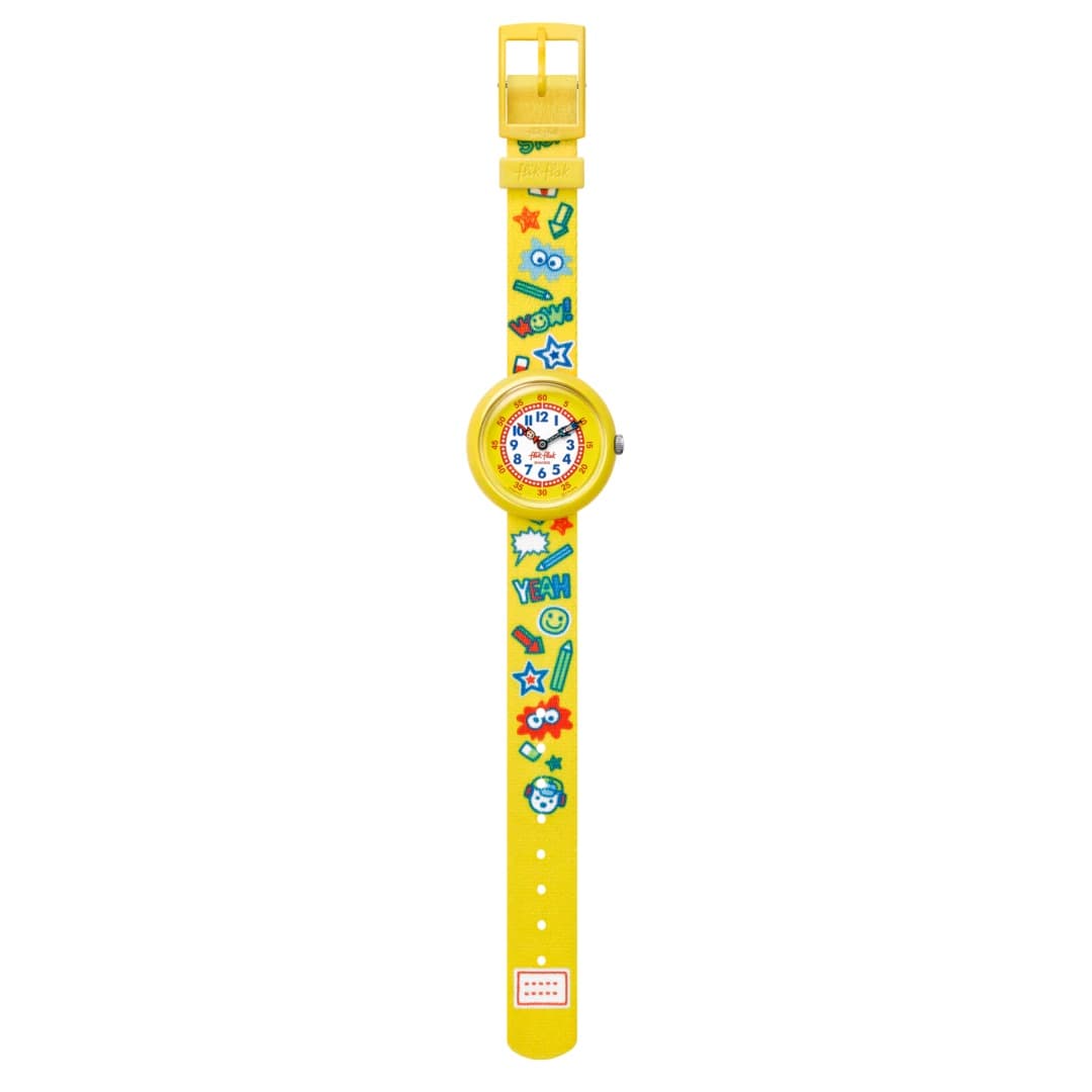 Часы SWATCH Flik Flak Кварцевый механизм водонепроницаемость 30 м детские часы диаметр циферблата 31,85 мм желтый циферблат - изображение 3