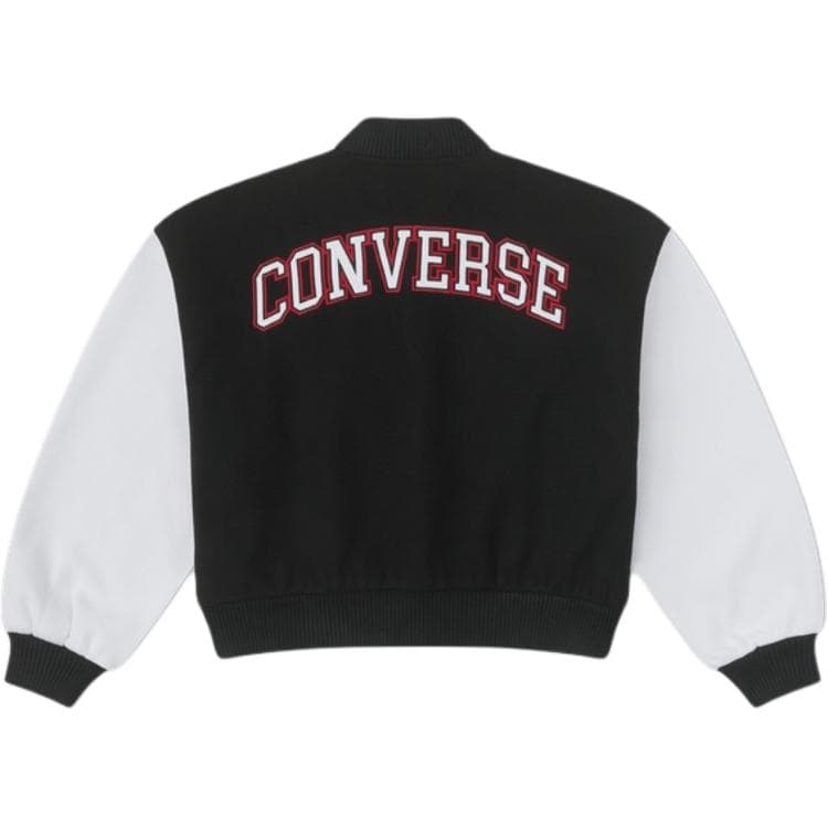 Converse Универсальный Повседневный Бейсбольная куртка Длинный рукав Женский Черный - изображение 2