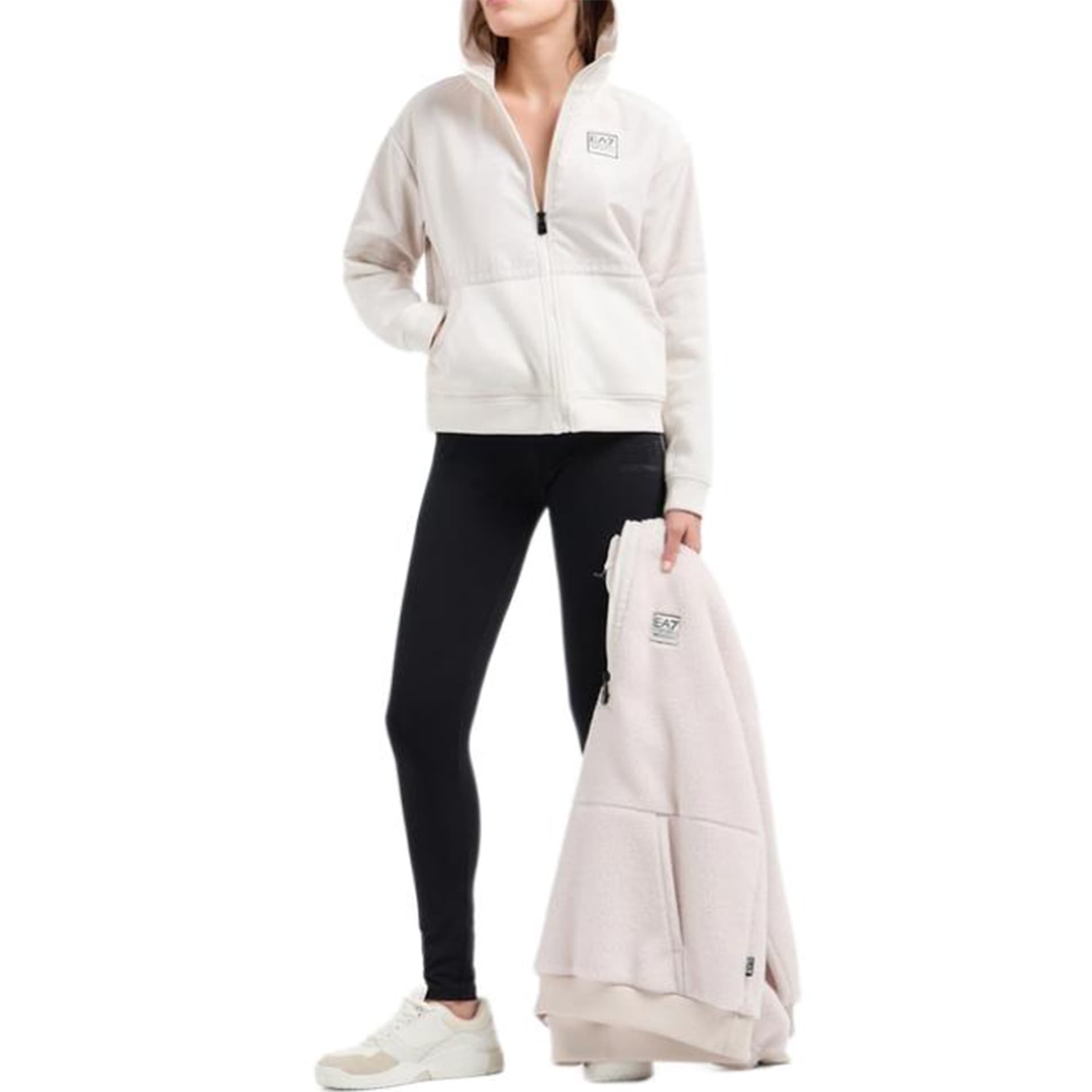 Худи EMPORIO ARMANI EA7 FW24 Толстовка Женское Бежево-серый - изображение 3