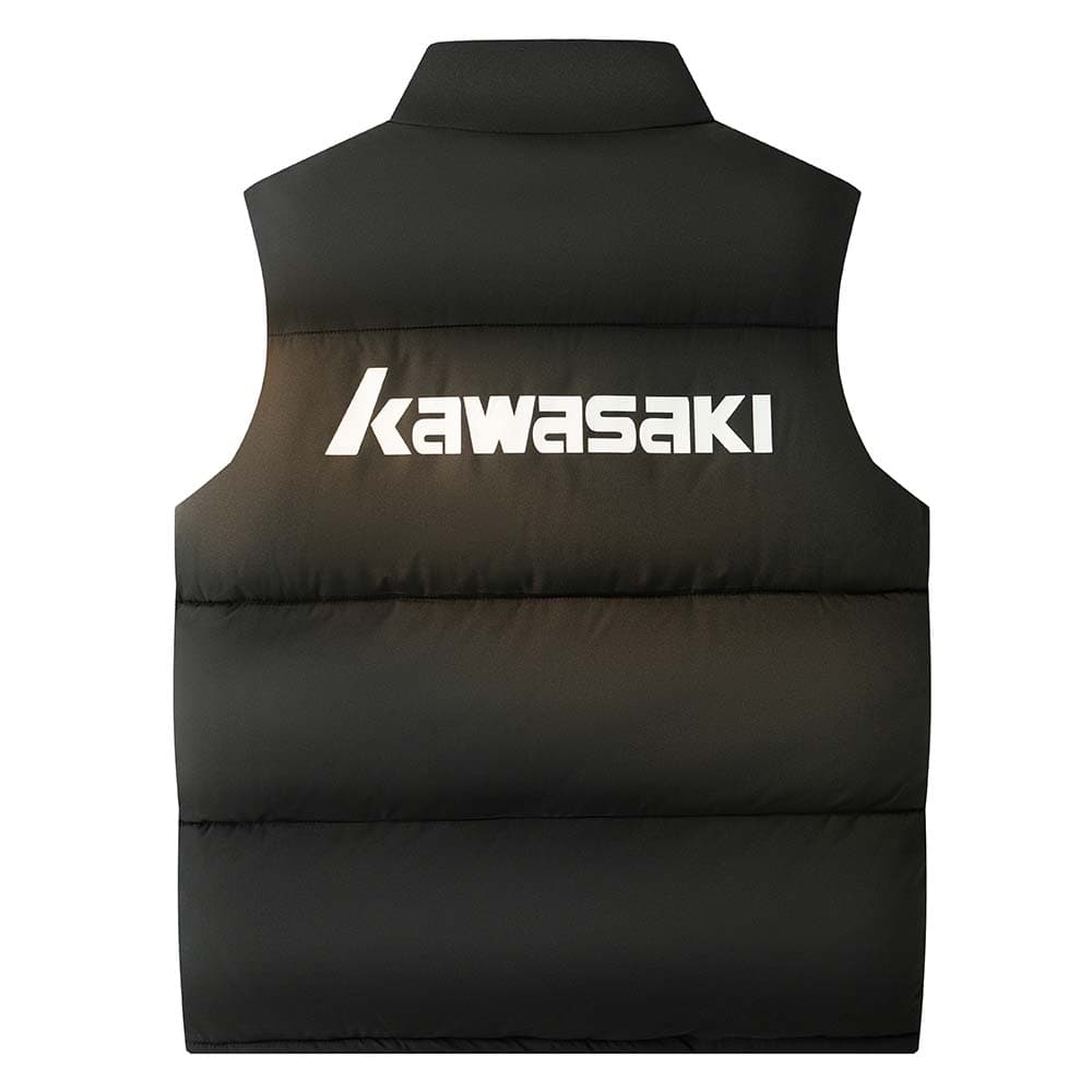 Жилет Kawasaki Кавасаки Американский роскошная уличная мода хип-хоп утолщенный термический воротник-стойка удобный минималистичный однотонный базовый логотип экстра свободный универсальный спорт & отдых на природе повседневный жилет хлопковый унисекс - изображение 2
