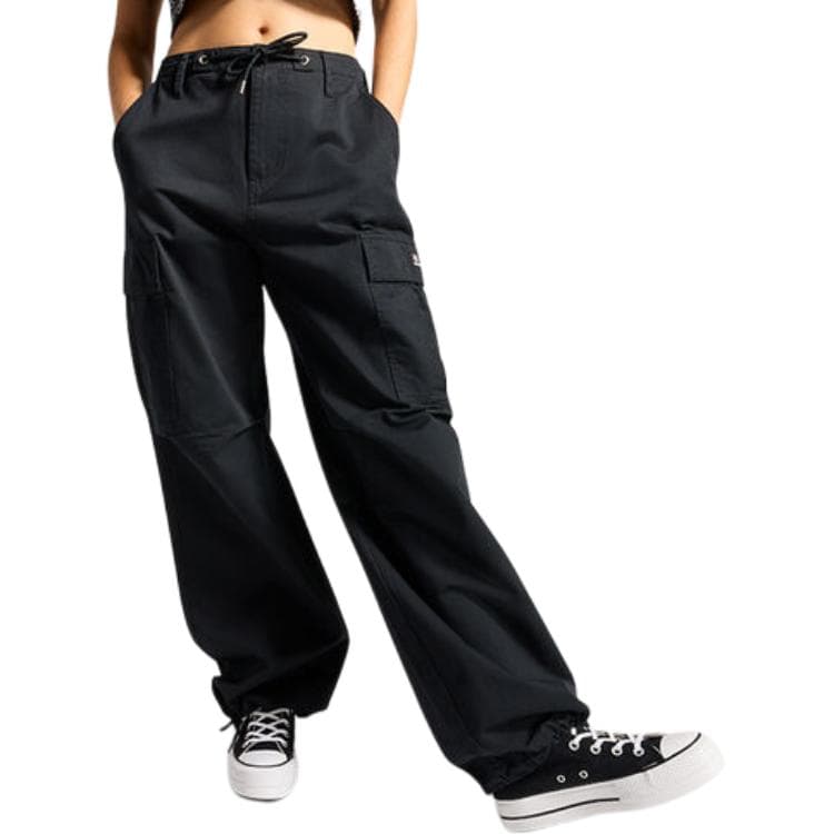 Converse Однотонный Уличные игрушки Средняя посадка Прямой крой Экстра свободный Шнуровка Брюки карго Женский Черный - изображение 2