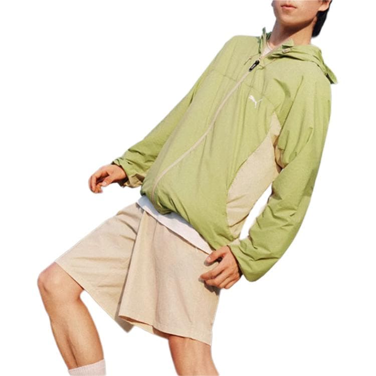 Куртка PUMA Colorblock Lightweight Woven Hoodie Jacket Green - изображение 3