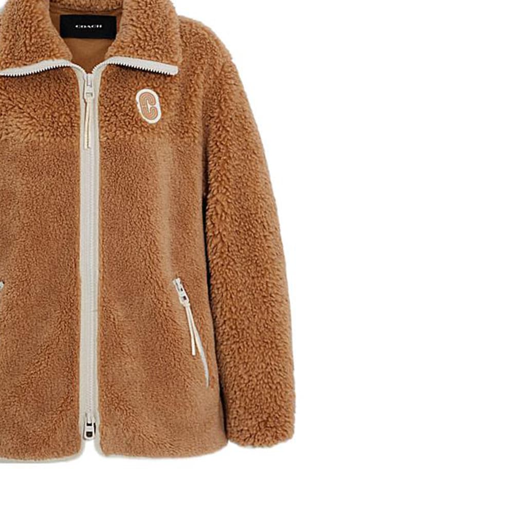Куртка COACH FW22 Embroidered Lambswool Zip Jacket Brown - изображение 5