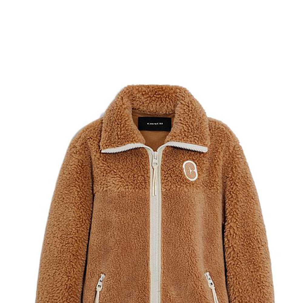 Куртка COACH FW22 Embroidered Lambswool Zip Jacket Brown - изображение 3