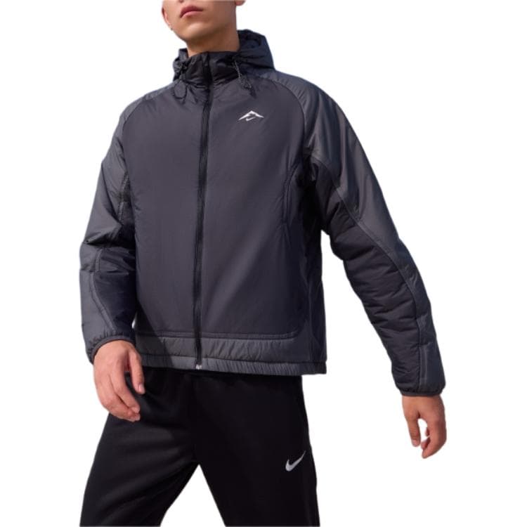 Зимняя куртка пуховик Nike Therma FITPrimaLoft Пуховая куртка Мужская Угольный черный Черный - изображение 5
