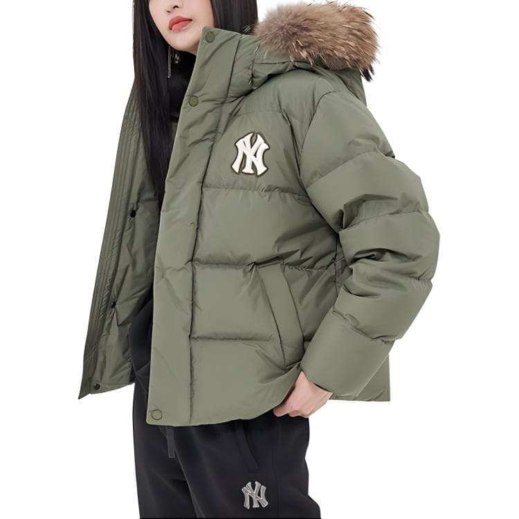 Зимняя куртка MLB Yankees Logo Hooded Puffer Jacket Green - изображение 3