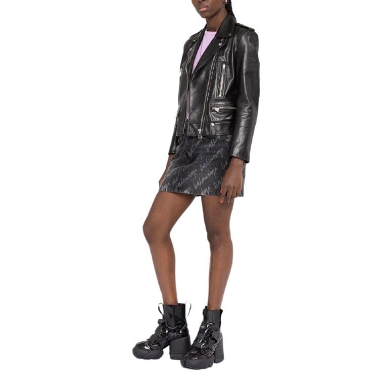 Balenciaga SS22 Logo Mini Skirt Black - изображение 4