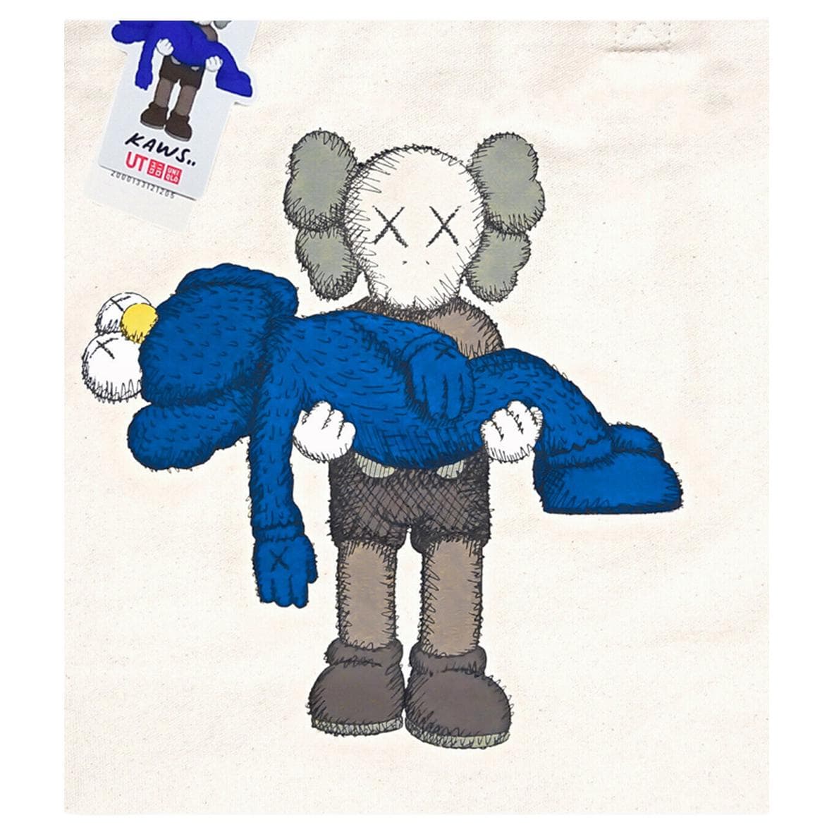 Мини-сумка UNIQLO x Kaws Tote Bag Blue - изображение 2