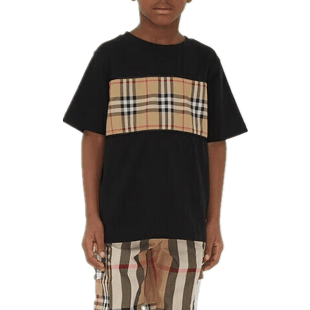 Футболка Burberry SS23 Patchwork Stripe T-Shirt Kids Black — фото 4