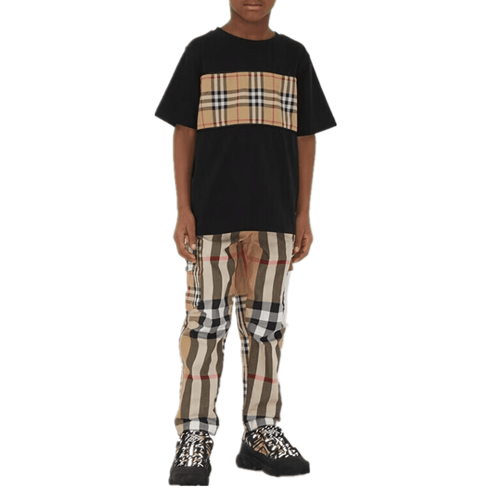 Футболка Burberry SS23 Patchwork Stripe T-Shirt Kids Black — фото 3