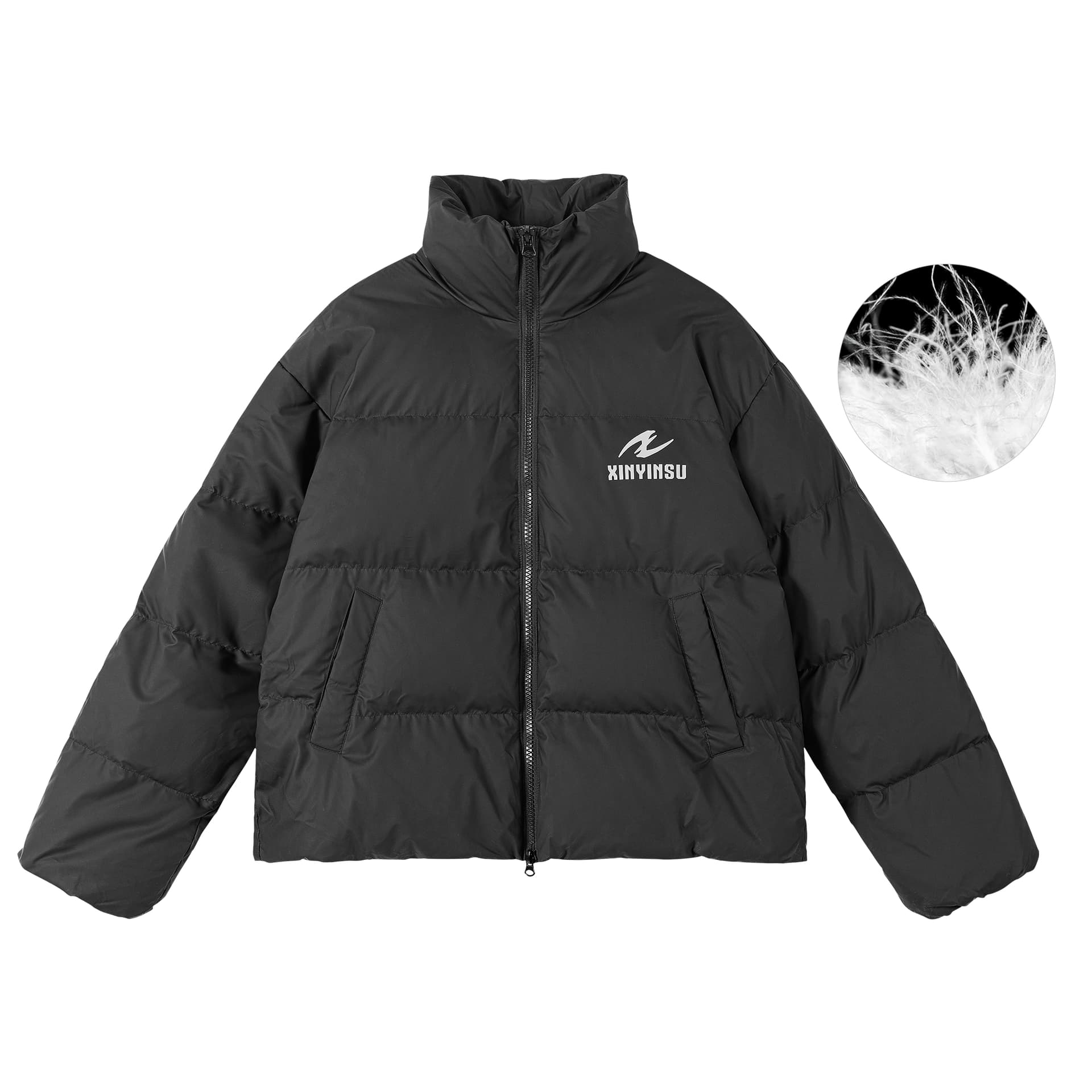 Зимняя куртка XINYINSU FW24 MIST EH Коллекция Пуховик Унисекс Сияющий Циан Черный - изображение 2