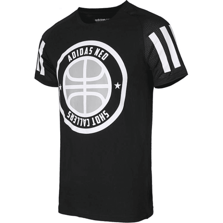 Футболка ADIDAS NEO Мужские Черные T-рубашки - изображение 3