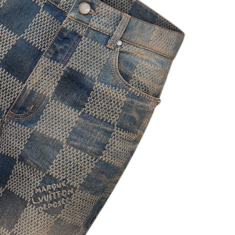 Штаны Louis Vuitton FW24 Washed Logo Flared Jeans Blue - изображение 5