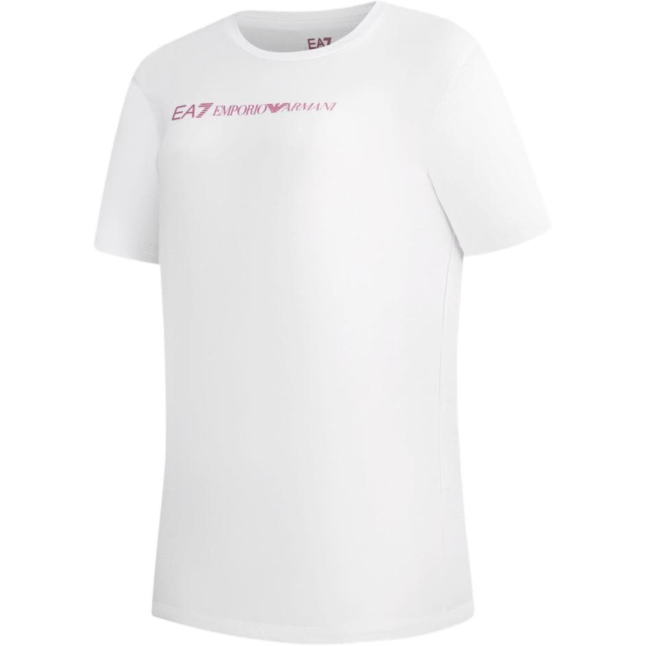 Футболка EMPORIO ARMANI EA7 SS23 Пуловер с круглым вырезом и короткими рукавами белая футболка для женщин с логотипом - изображение 3
