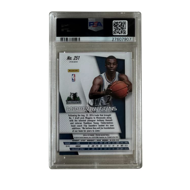 PANINI ANDREW Виггинс 2014 15 Prizm Новые звезды Серебряный Фольга PSA10 RC Topps Настоящий Серебряный Фольга Сертифицированные карточки 1 шт - изображение 2