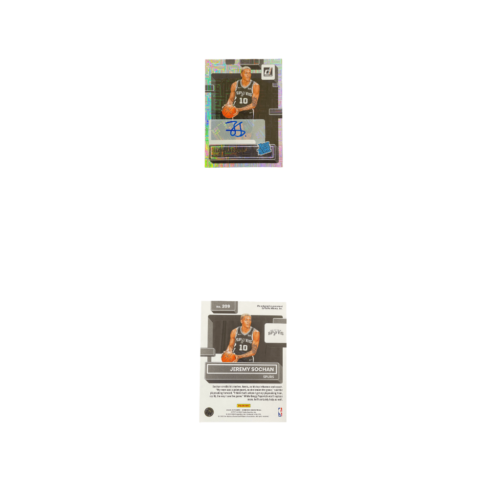 Коллекционные карточки PANINI 2022 23 JEREMY Sochan Лошадь Spurs Rc Новые звезды Дюрекс Mojo Карта Подписанные карточки Общие карточки - изображение 3