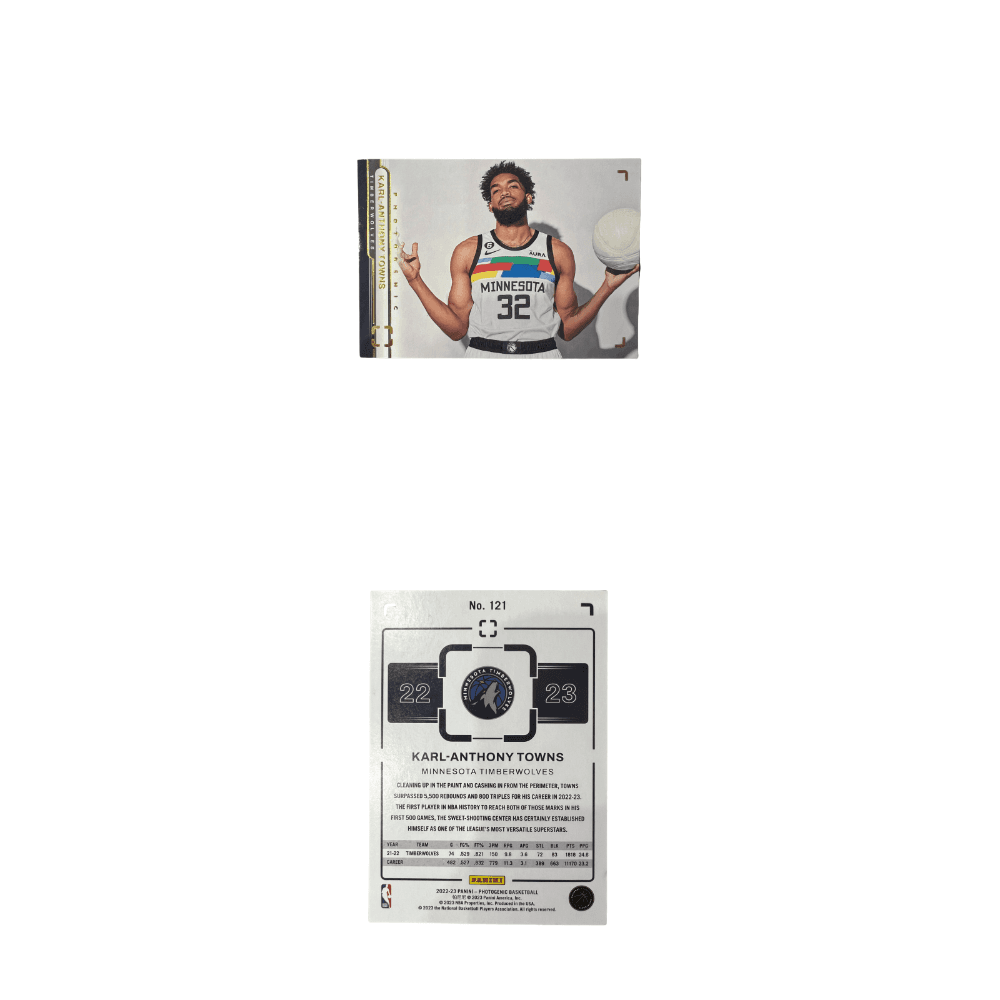 Коллекционные карточки PANINI 2022 23 Баскетбол NBA Minnesota Timberwolves Энтони Таунс На площадке T-рубашка РАРНА Спортивная карточка 1 шт - изображение 3