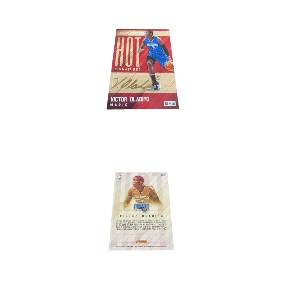 Коллекционные карточки Panini 2015 Hoops Волшебный Виктор Оладипо Audi Золотистая ручка фирменная Особенная карта Звезда карта Карта пройдет - изображение 3