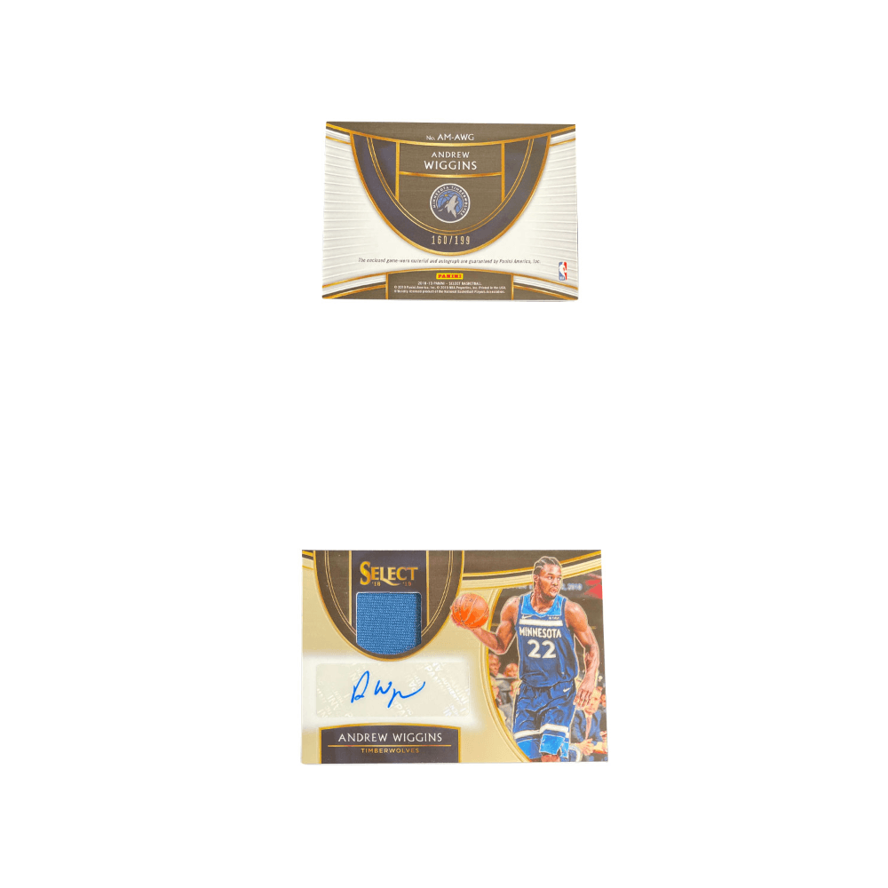 Коллекционные карточки PANINI 2018 19 Тимбервулвз ANDREW Виггинс 'Jabba The Hutt' Синяя Джерси Подписанная Карта - изображение 3