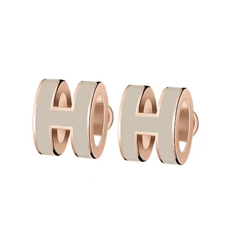 Серьги Hermes Mini H Pop Rose Gold Earrings - изображение 4