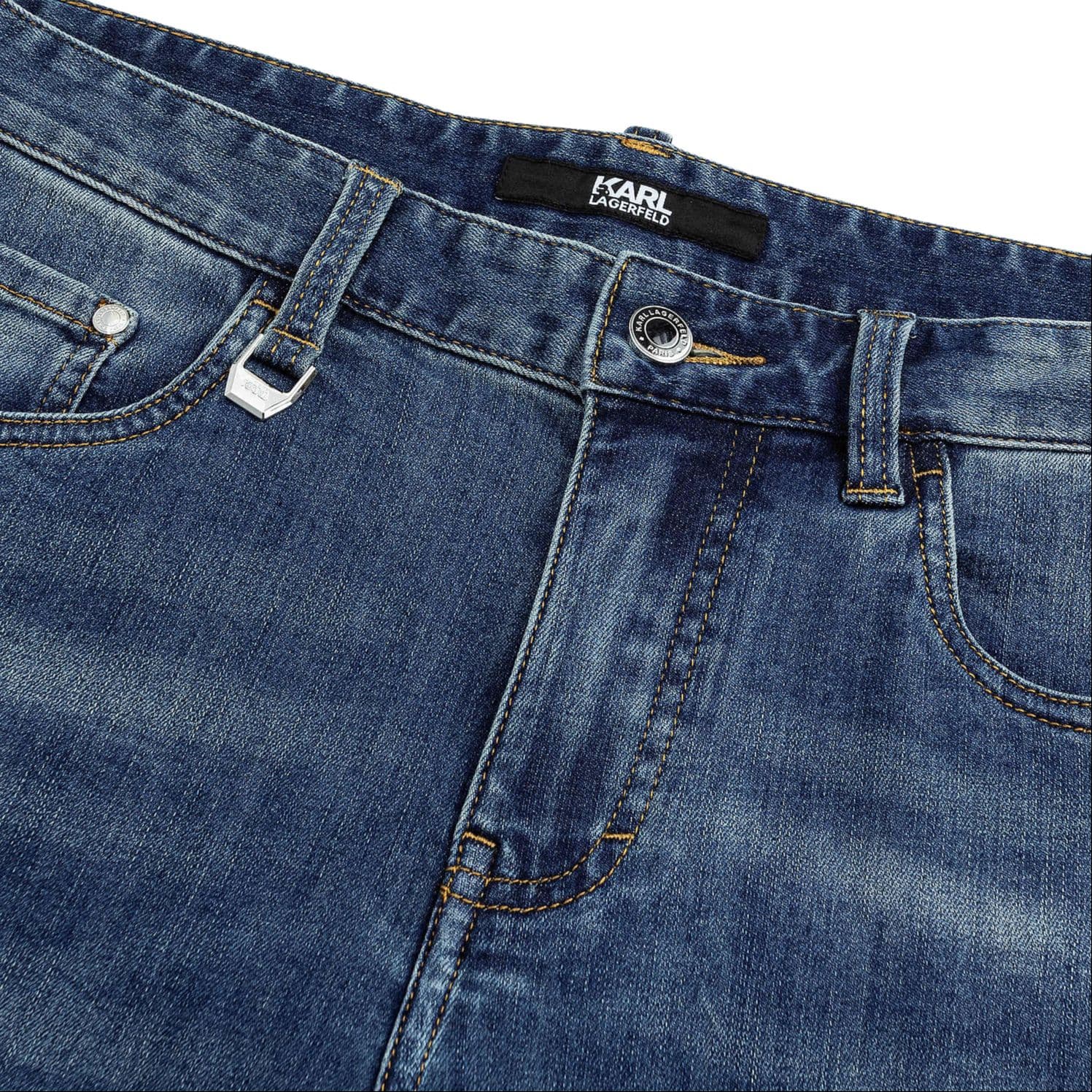 Штаны KARL LAGERFELFELD / Karl Lagerfeld Jeans Городские уличные джинсы прямой крой без эластичности на молнии мужские синие - изображение 3