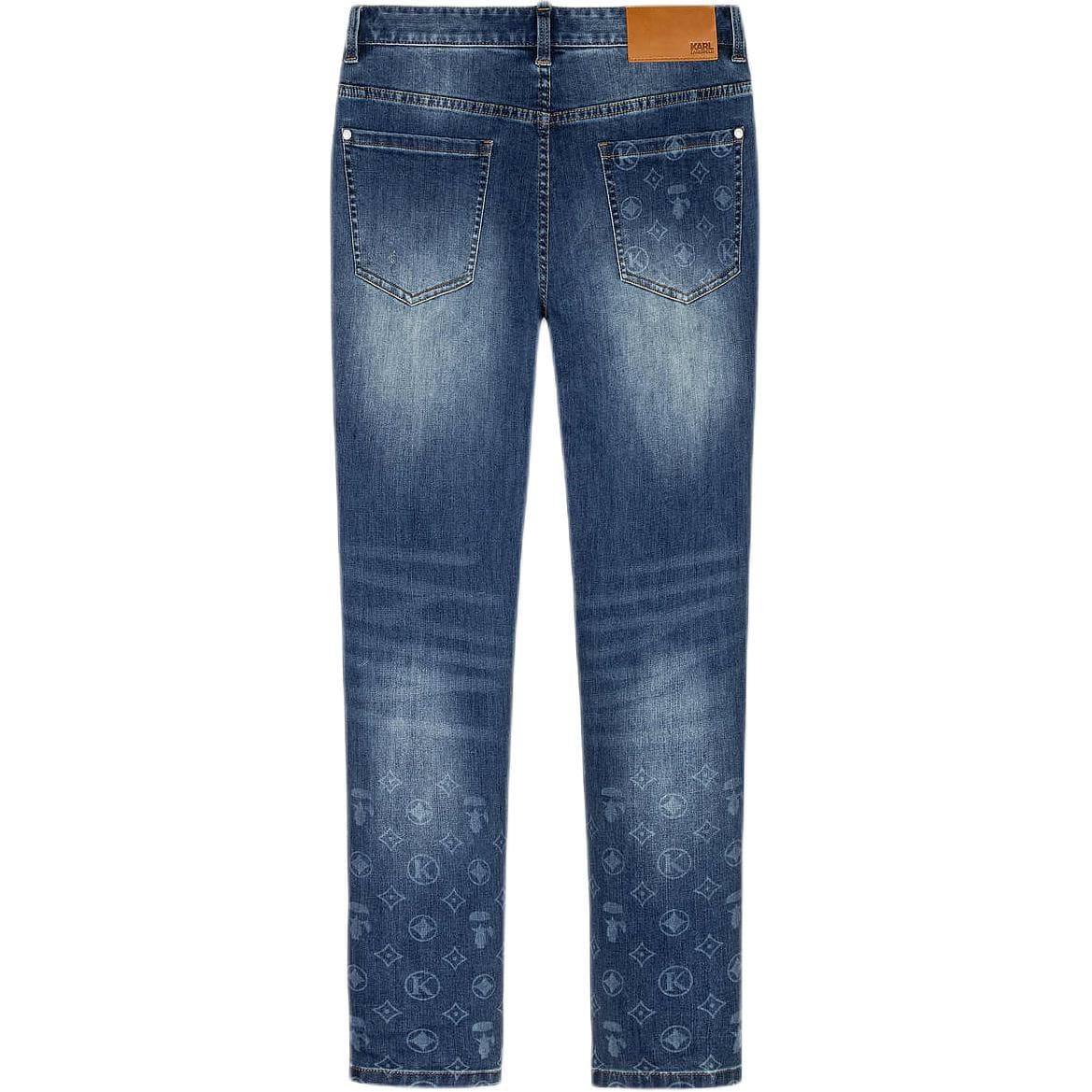 Штаны KARL LAGERFELFELD / Karl Lagerfeld Jeans Городские уличные джинсы прямой крой без эластичности на молнии мужские синие - изображение 2