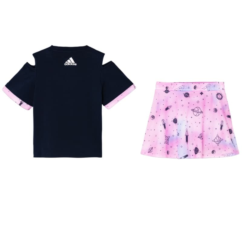 Детский комплект Adidas для девочек 3-7 лет юбка университетский синий светло-фиолетовый - изображение 2