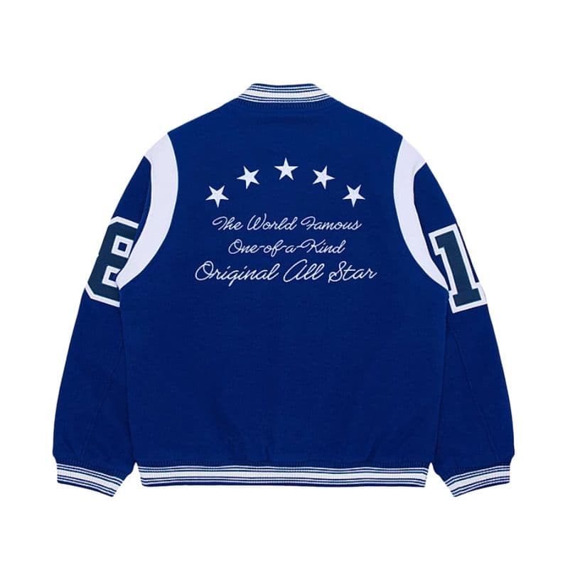 Бомбер Converse LUXE VARSITY JACKET Бейсбольная куртка Длинный рукав Мужской Синий - изображение 2