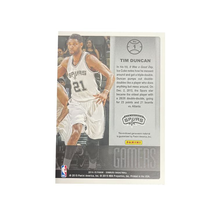 Коллекционные карточки PANINI Тим Дункан 2014-15 Баскетбол НБА - изображение 2