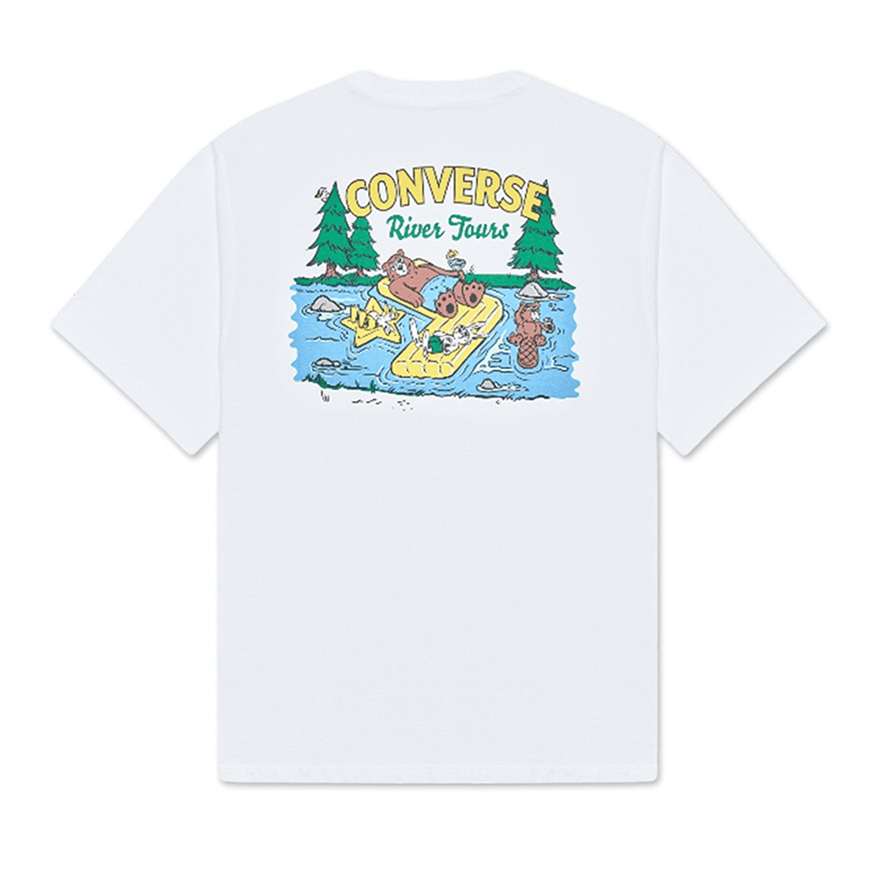 Футболка Converse HIGH SUMMER RIVER TOURS Круглый вырез Пуловер Короткий рукав Футболка Мужской Белый - изображение 2