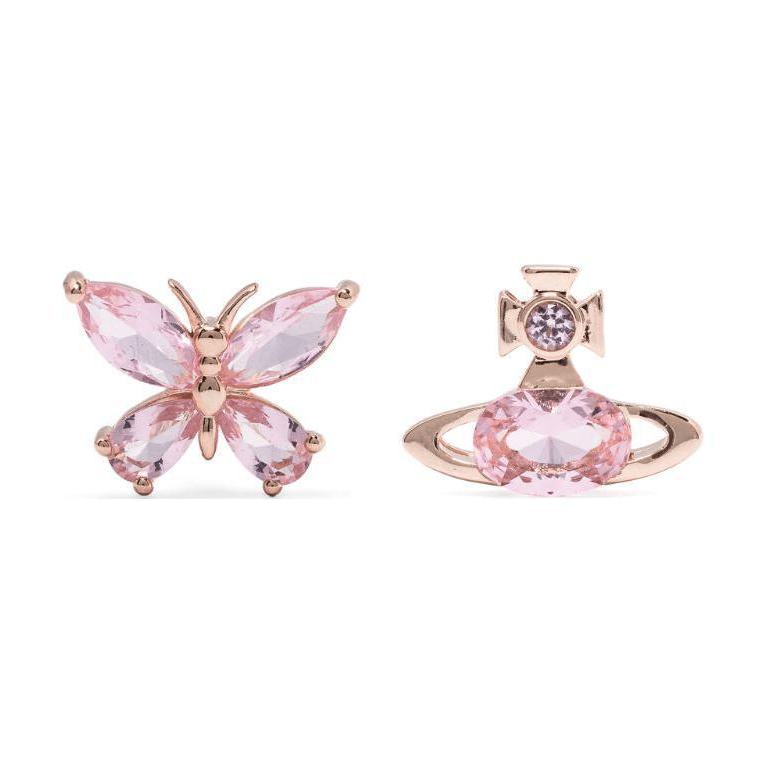 Серьги Vivienne Westwood Серьги-кольца из латуни с бабочкой, розовые, женские - изображение 2