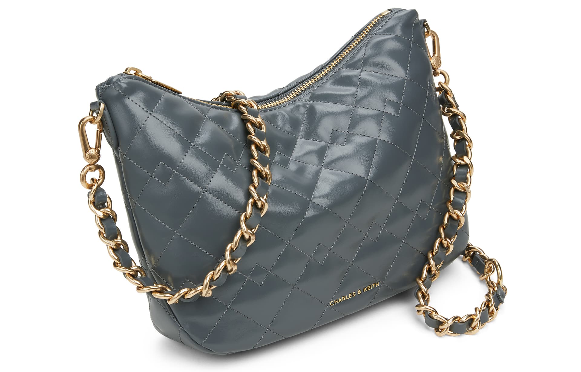 Сумка через плечо CHARLES&KEITH Ромбовидная цепочка PU полиуретановая сумка через плечо Средний Женский Многоцветный - изображение 3