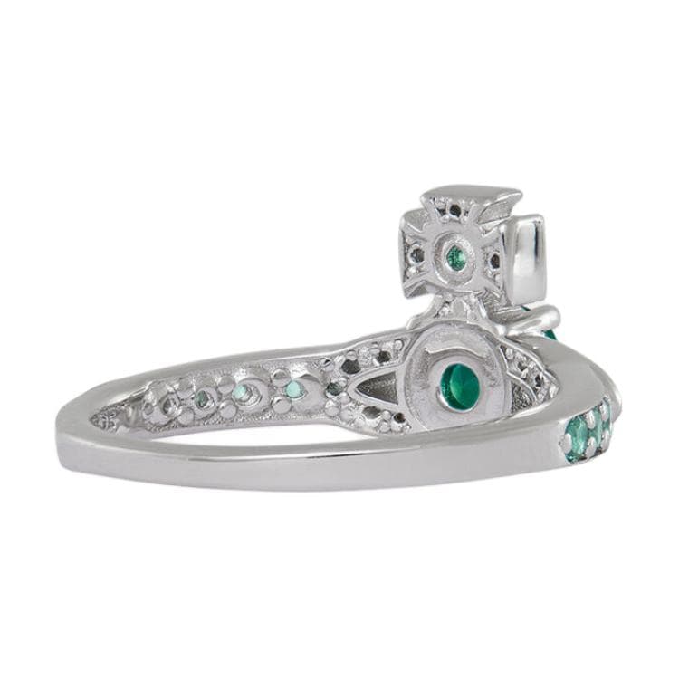 Кольцо Vivienne Westwood Crystal Rings Унисекс Серебряный Зеленый - изображение 3