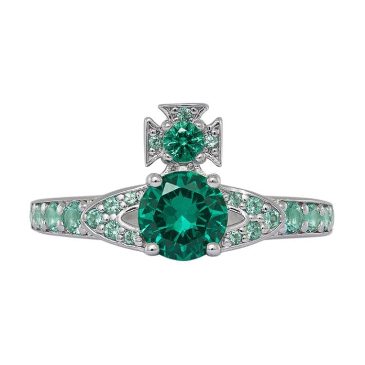 Кольцо Vivienne Westwood Crystal Rings Унисекс Серебряный Зеленый - изображение 2