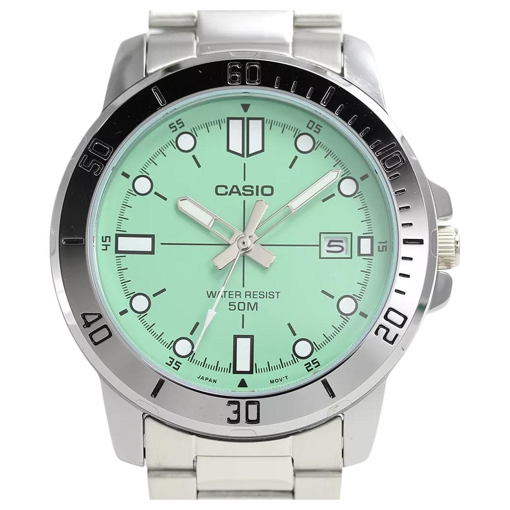 Часы CASIO Кварцевый механизм нержавеющая сталь шнуровка мужские часы зеленый циферблат - изображение 4