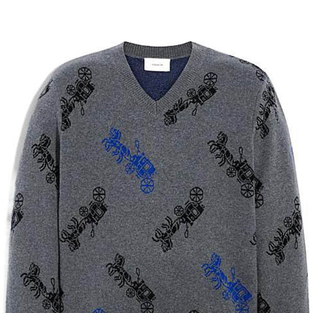 Кофта COACH V-Neck Sweater Grey - изображение 2