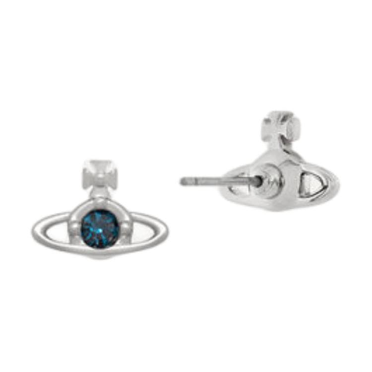 Серьги Vivienne Westwood Nano Solitaire Single Stud Sapphire/Silver - изображение 3