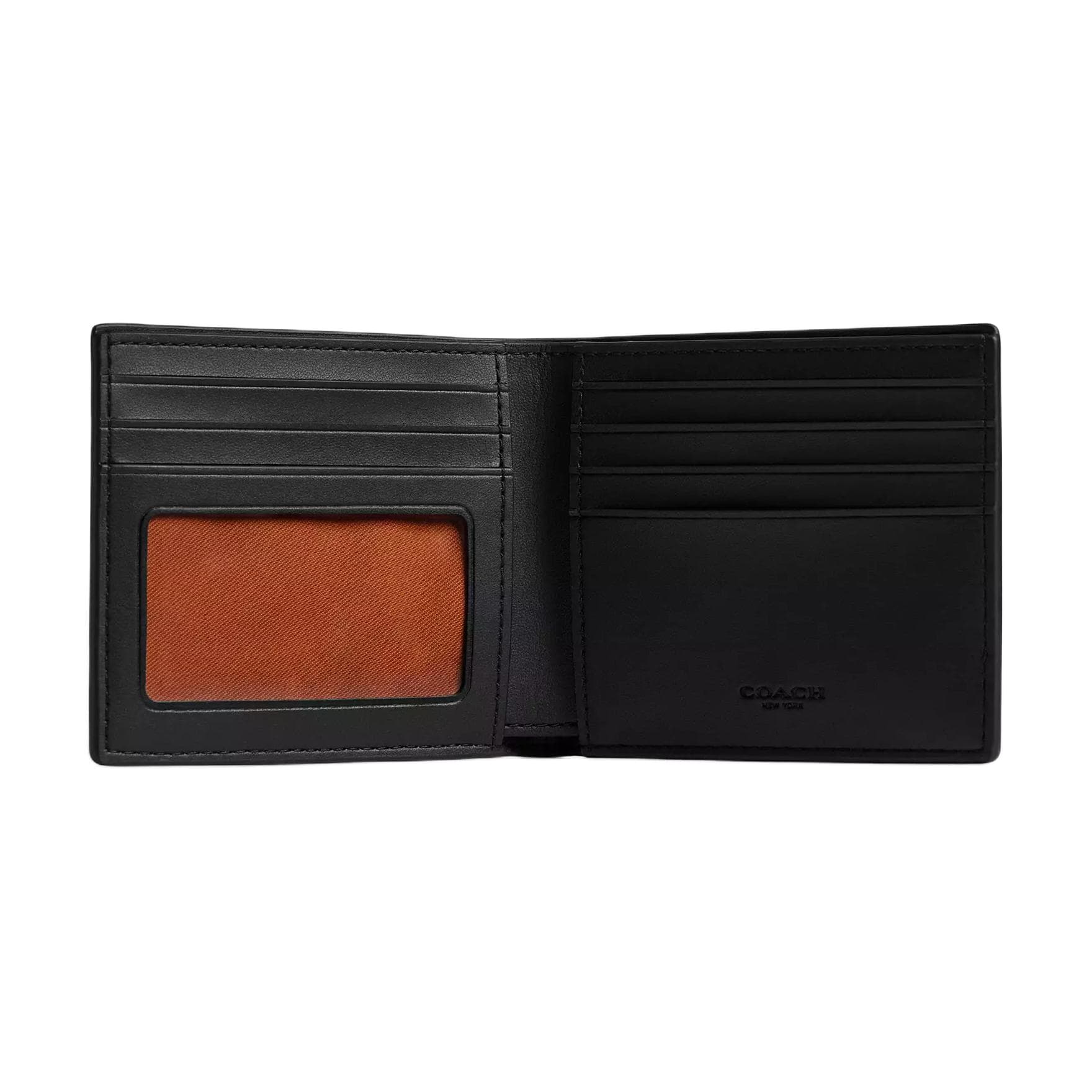 Кошелек COACH Кошелек Billfold с покрытием из холста маленький мужской черный - изображение 2