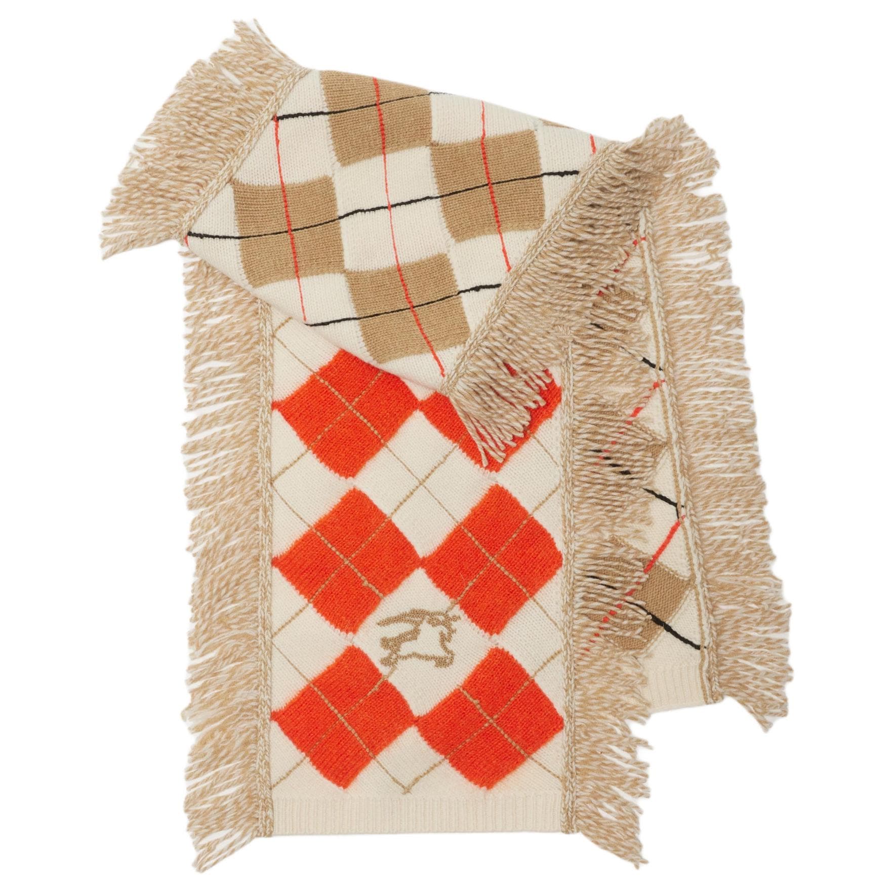 Шарф Burberry Шерсть Мохер Полиамид Эластан Knit Scarves Unisex Оранжево-красный - изображение 1