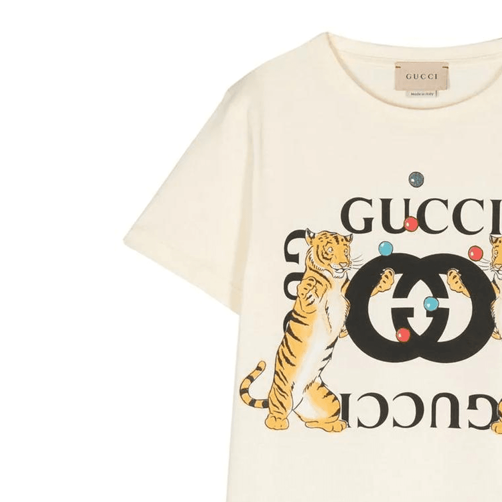 Футболка GUCCI SS23 Logo Animal Print T-Shirt Kids Khaki - изображение 3