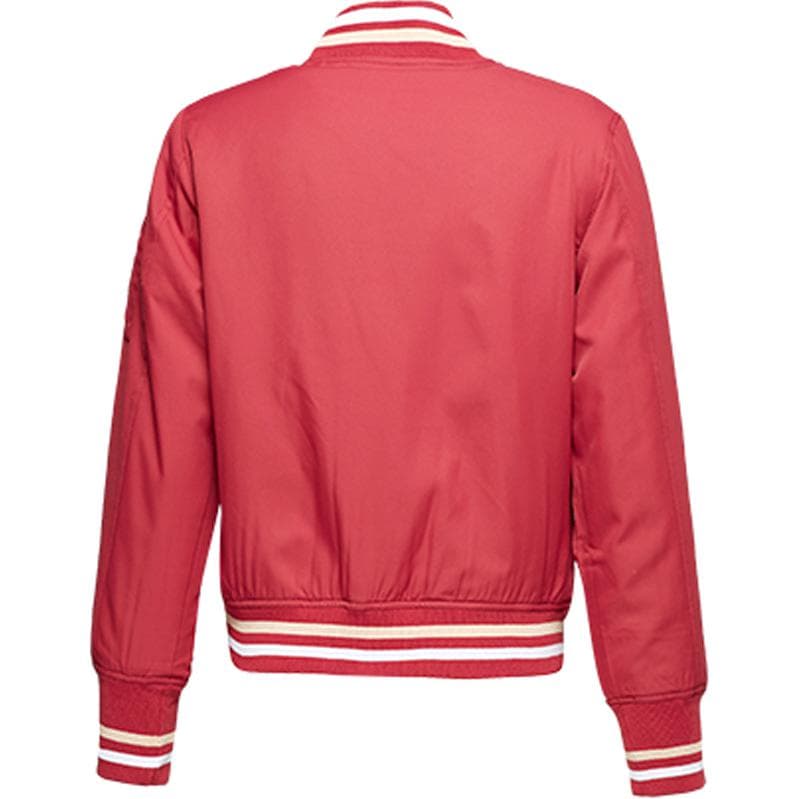 Converse Womens Basic Padded Bomber Полосатый Удобный Длинный рукав Бейсбольная куртка Женский Ярко-красный - изображение 2