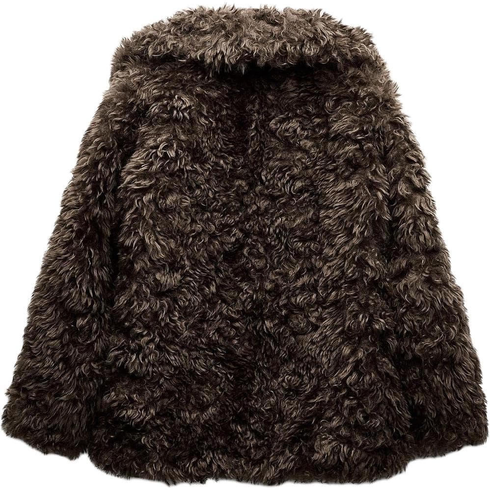 ZARA ZW Бархат Feel Пальто Женское Шоколадное - изображение 2